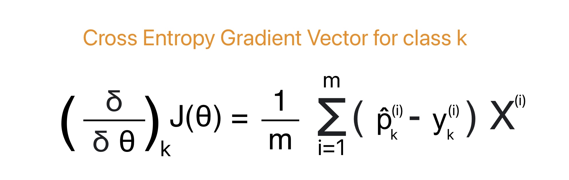 This image shows the Cross Entropy Gradient Vector for softmax regression in machine learning.
