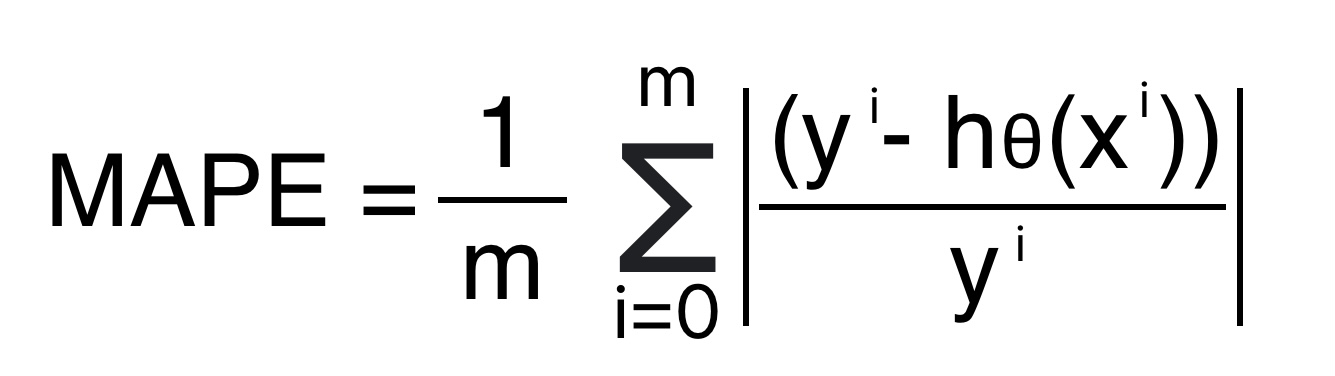 This image shows the formula for mean absolute percentage error