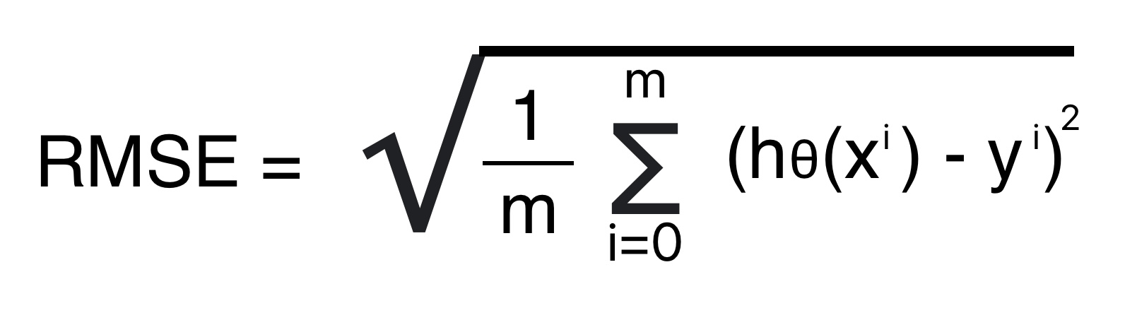 This image shows Root mean square error calculation formula